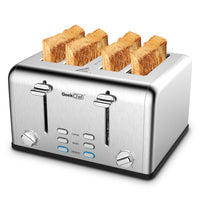 Prohibit Shelves In The Amazon. Toaster 4 Slice, Geek Chef Stainless Steel Extra-Wide Slot Toaster With Dual Control Panels Of Bagel,Defrost,Cancel Function,Ban Amazon