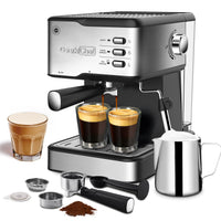 Geek Chef Espresso Machine, Espresso&Cappuccino Latte Maker 20 Bar Coffee Machine Compatible With ESE POD Capsules Filter&Milk Frother Steam Wand, 950W, 1.5L Water Tank,Ban On Amazon