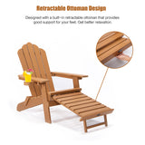 TALE Folding Adirondack Chair With Pullout Ottoman With Cup Holder, Oaversized, Poly Lumber,  For Patio Deck Garden, Backyard Furniture, Easy To Install,.Banned From Selling On Amazon